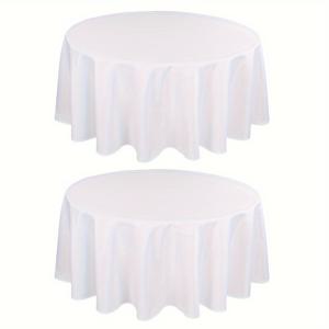 TEMU 2개/6개/10개 화이트 원형 테이블보 90인치 폴리에스터 세탁 가능 결혼식 연회 생일 파티 뷔페 레스토랑용 대량 구매