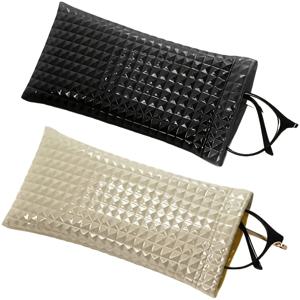 TEMU 2개 여성용 그리드 안경 케이스 세트 - 자동 클로저, 휴대용 디스플레이 파우치 블랙 & 골든 악센트, 내구성 있는 PVC 소재, 패션 안경 보관용 스타일리시 안경 케이스 | 우아한 액세서리 | 내구성 있는 PVC 케이스, 안경 케이스