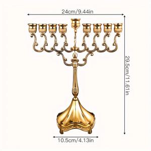 TEMU 1개 버론우드 경량 럭셔리 아연 합금 캔들 홀더 - 9가지 가지 우아한 테이블탑 장식, 광택 마감, 골든 & 블랙 악센트로 로맨틱한 촛불 저녁 식사, 종교 행사용, 홈 & 주방 장식, 특별한 날 액세서리, 클래식 엘레강스, 고급스러운 마무리