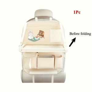 TEMU 다기능 시트백 정리함 및 수납백, 접이식 테이블 트레이, 킥매트, 티슈 박스, , 우산 홀더, 컵 홀더, 휴대폰 거치대, 노트북 데스크 포함. 쉽게 세척 가능한 PU 가죽 소재