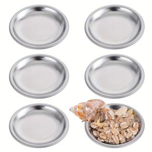 TEMU 6개 세트 은방울새우 먹이 그릇, 은방울새우 소형 물그릇, 소형 스테인리스 스틸 먹이판, 은방울새우, 달팽이, 도마뱀, 곤충에 적합