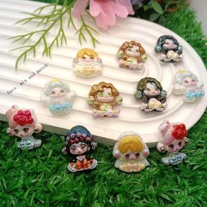 TEMU 6개 세트, 정교하고 레진 앉는 고대 의상 여인 세로 구멍 비즈 (키체인, 휴대폰 체인, 장식품, 공예 액세서리 재료)