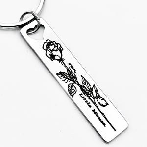 TEMU 스테인리스 스틸 책 & 장미 키체인 - 