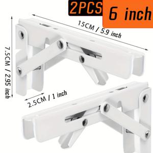 TEMU 줄라 [2개 세트 6인치/15cm 미니 접이식 테이블 브래킷 블랙/화이트] RV용 접이식 브래킷 - 두꺼운 스틸 제작, 캠핑카 및 푸드 트럭용 공간 절약형 내부 액세서리