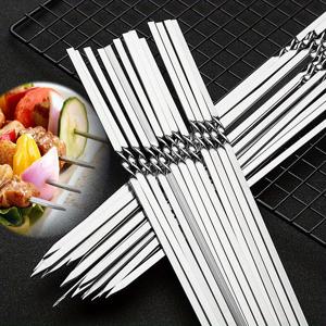 TEMU 10개 스테인리스 스틸 바비큐 꼬치 세트, 가족 캠핑 및 야외 파티 요리용 그릴 바베큐 니들 키트