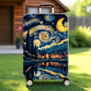 TEMU 1개 300G/제곱미터, 유화 스타일 패턴 시리즈 두꺼운 보호 커버, 비즈니스 및 휴가용 짐 가방 액세서리, 캐리어에 색감을 더해주는 제품. 20-28인치 크기에 적합