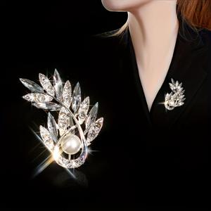 TEMU 럭셔리 라인스톤 밀 이삭 브로치 - K 도금 스파클링, 데일리웨어, 마디그라 & 사계절용 우아한 액세서리