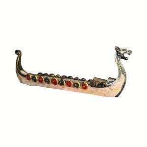 TEMU 빈티지 드래곤 선박 향로 - 수공예 레진 바이킹 롱쉽 복제품, 장식용 드래곤 머리 & 연기 배출구, 실내/장식용 제단, 거실, 파티오, 발코니 장식 - 노르스 테마 홈 데코, 내구성 있는 레진, 정교한 드래곤 선박 디자인, 버너 & 홀더 포함, 전통적인 노르스 공예, 가정용 또는 사용
