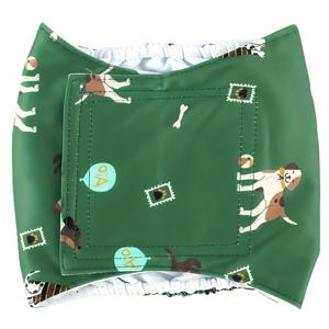 TEMU 1개입 신형 디지털 프린팅 남성 강아지 기저귀 세탁 가능 재사용 가능 강아지 예의 벨트 통기성 좋은 흡수력 강아지 관리 바지 귀여운 만화 동물 패턴 강아지 생리대 바지