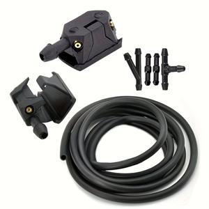 TEMU 1세트 범용 자동차 윈드실드 와이퍼 노즐 및 호스, 조절 가능한 4방향 스프레이 헤드, 0.31인치 또는 0.35인치 암 두께, 내구성 있는 나일론 소재, 쉬운 설치, 필수 자동차 액세서리, 자동차용 와이퍼 노즐