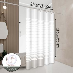 TEMU 모던 화이트 샤워 커튼, 드릴 설치 불필요, 다양한 사이즈 제공, 멀티 시네이션 파티션 커튼 (걸이 링 포함)