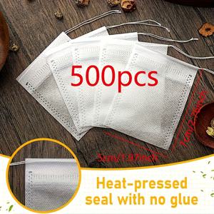 TEMU 500개 일회용 티 필터 백 - 2가지 사이즈, 강력한 패브릭 필터와 드로스트링 잠금, 루즈 리프 티, 커피, 허브 및 향신료에 적합한 오픈 탑 디자인 - 가정, 사무실 및 상업용으로 적합