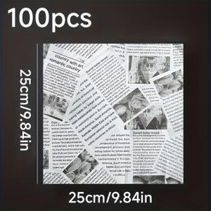 TEMU 8.66인치 9.84인치 100장 화이트 & 블랙 영어 그리스프루프 종이 - 피크닉, 페스티벌, 박람회, 바비큐용. 트레이, 바구니, 기름진 음식 포장용 패스트푸드 바구니 라이너 종이, 햄버거 포장에 적합