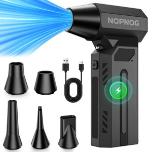 TEMU 터보 블로워 무선 눈 제거기 잎 제거기 8400000RPH 4단계 제트 팬 강력한 먼지 제거기 차량용, 눈 청소, 다중 노즐 시트/컵홀더 청소, LED 조명, 무선 휴대용 Type-C|차량용선풍기|서큘레이터선풍기