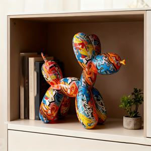 TEMU 풍선 강아지 조각상 1개, 레진 아트, 모던 동물 조각, 홈 데코, 거실, 침실, 서재 장식, 데스크탑 장식품, 축제 장식, 가족 선물