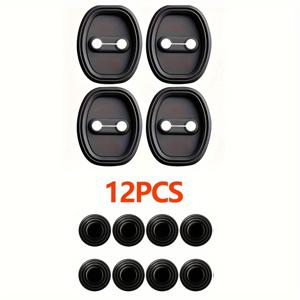 TEMU 4개 차량 문 잠금 장치 보호 커버 + 8개 문 충격 흡수 패드; 모든 문 잠금 장치에 충격 흡수 패드 포함, 자동차 보호 추가 장치, 문 보호, 강화된 문 보호, 오래 지속되는 보호, 충격 방지 재료