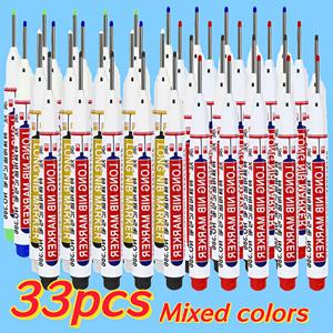TEMU 83개/33개 대용량 영구 마커 펜 - 빠른 건조 오일 기반 잉크 - 라벨, 자동차 마킹, 건설 라인 표시, 튜브 목 표시, 학용품용 | 깊은 구멍 표시에 적합한 미세한 팁, 혼합 색상 | 흰색/빨간색/검정색/파란색/초록색, 목공 및 욕실 사용에 이상적 | 크리스마스 | 휴일 | 선물