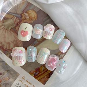 TEMU 귀엽고 달콤한 도파민 컵과 숏케이크 10개 세트입니다. 피부톤 개선 효과를 위한 디자인이며, 제거 가능한 요소가 포함되어 있습니다. 젤리 젤과 파일이 함께 제공됩니다.|젤네일