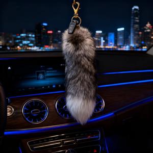 TEMU 인조 여우 꼬리 차량 장식 1개, 부드러운 플러시 자동차 장식, 여성용 핸드백 펜던트