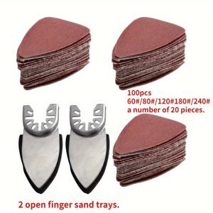 TEMU 102개 손가락 사포 시트 60/80/120/180/240 그릿, 삼각형 샌딩 패드 디테일 샌더 사포, 오실레이팅 도구 목재/석고 기타 표면 폴리싱 샌딩용