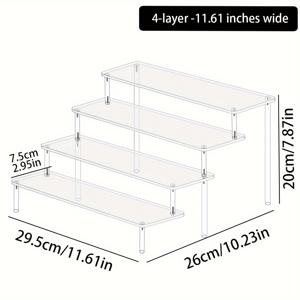 TEMU 1개 투명 다기능 사다리꼴 디스플레이 스탠드 (향수, 보석, 수공예품, 화장품용), 각 선반 폭 3.14인치. 가정 및 사무실 사용에 적합|향수|화장품정리함