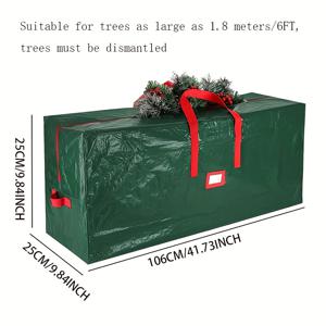 TEMU 1개 크리스마스 트리 보관 가방, 인공 크리스마스 트리용 보관 가방, 손잡이 및 라벨 슬롯이 있는 크리스마스 선물 트리 가방, 약 6피트(1.8미터) 인공 크리스마스 트리에 적합한 녹색/빨간 지퍼형 보관 가방|수납정리함