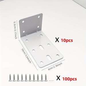 TEMU 10개 세트/나사 포함. 금속 하드웨어 액세서리, 가구 보강 연결 부품, 90도 직각 고정 부품, 앵글 브래킷, 라미네이트 지지대, 침대 프레임 앵글 철재