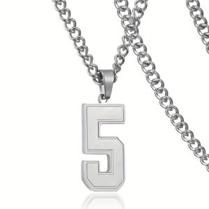 TEMU 1-99 초기 번호 목걸이 남성 여성 블랙 스포츠 운동 선수 자켓 번호 24인치 스테인리스 스틸 체인 보석 아버지 아들 농구 야구 축구 아이스 하키|남자목걸이