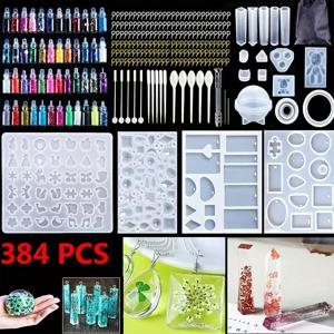 TEMU 귀걸이 제작용 에폭시 레진 주조 몰드 키트 284/384개 세트, 펜던트 및 목걸이용, 열쇠고리 DIY 쥬얼리 몰드 - 소형 레진 주조 몰드|DIY