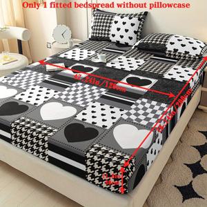 TEMU 1개 침대 시트 | 하트 패턴 프린트 침구, 폴리에스터, 세탁기 사용 가능, 침실 및 게스트룸에 적합, 베갯잇 없음