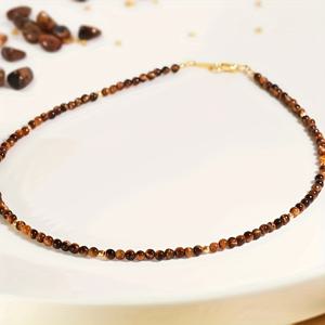 TEMU 천연석 타이거스 아이 라운드 비즈 초커, 팔찌, 여름용 초커, 천연석 비즈 목걸이, 핸드메이드 목걸이, 그녀를 위한 선물