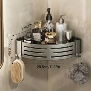 TEMU 무드릴 벽걸이 싱글/더블 레이어 헤비듀티 공간절약형 욕실 선반 - 삼각형 바구니 선반 유닛, 욕실, 샤워실, 소형 공간에 적합, 조립 불필요, 방습 스토리지 행거, 선반|화장실선반