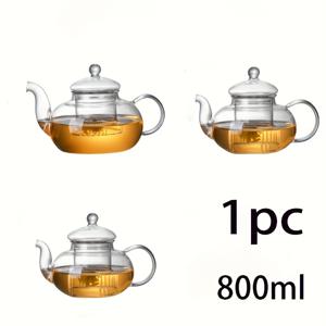 TEMU 1개 우아한 유리 찻주전자 - 내장 필터 포함, 800ml/27oz 용량, 루스 리프 차용 투명 디자인, 모던 주방 & 식당 장식, 크리스마스 & 가족 선물, 차 추출용, 튼튼한 손잡이, 티 인퓨저, 홈 데코레이터