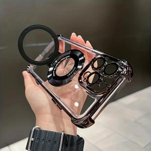 TEMU 아이폰17 11 12 13 프로 맥스 플러스 호환 투명 아크릴 폰 케이스, 무선 충전 및 자석 스탠드 보호 케이스|아이폰케이스