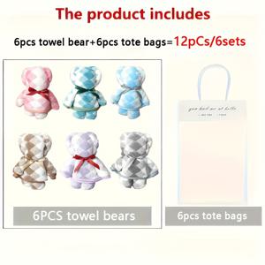 TEMU 12피스 귀여운 곰 타월 선물 세트 (투명 가방 포함) - 발렌타인데이, 결혼식, 생일, 어머니날, 크리스마스 파티 선물로 완벽한 선택