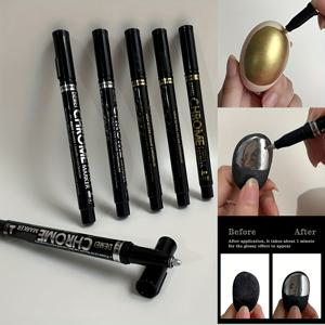 TEMU 6개 실버/골드 크롬 미러 효과 마커 - 빠른 건조 및 방수, 카드, 포스터, 머그잔, 세라믹, 유리 공예용, 크래프트 프로젝트, DIY 페인팅, 반사 디자인, 반짝이는 아트워크, 고품질 잉크, 부드러운 발색, 장식용 펜, 메탈릭 펜, DIY 애호가, 취미