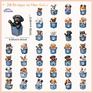 TEMU 36개입 행복한 강아지 포켓 아이언온 패치, 데님 웨스턴 DTF 열전달 비닐 스티커, 의류 티셔츠 베개 모자 DIY 앱리케