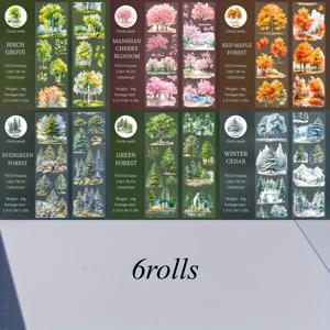 TEMU 6Cm X 200Cm 애완동물 풍경 테이프 6롤 - 방수, 자가 접착, 비다이컷 - 불릿 저널 배경, 휴대폰 케이스, 카드, 컵, 플래너, 프레임 장식, 문구류, 정크 저널에 적합