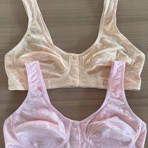 TEMU 2개 세트 앞여밈 자카드 레이스 브라 (언더와이어 없음)