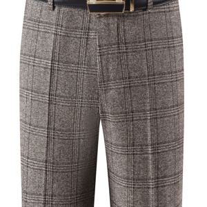 TEMU 남성용 두꺼운 가을/겨울 체크 비즈니스 바지, 트위드 주름방지 다림방지 비즈니스 팬츠, 슈퍼 매달림 캐주얼 수트 바지, 중년 남성 스트레이트핏 정장 바지|냉장고바지|남자바지|바지