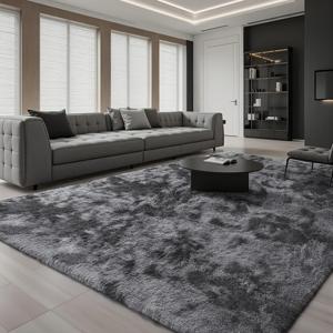 TEMU 대형 홀치기 염색 다크 그레이 거실 카펫, 침실, 복도 및 현관 장식용 침대 옆 러그, 북유럽 스타일 고급 홈 데코
