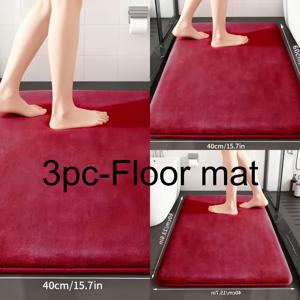 TEMU 미끄럼 방지 욕실 매트 3개 세트, 매우 부드럽고 흡수성이 뛰어난 샤워 매트, 욕실/샤워실, 욕조 바닥 매트, 미끄럼 방지 욕실 매트, 세탁실 카펫, 방 매트, 복도 매트, 휴일 장식, 세탁기 사용 가능, 직사각형 모양