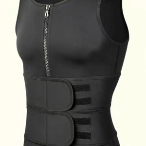 TEMU 남여공용 타입 이중 허리밴드 지지 보정 조끼 뱃살 남성용 복부 트레이너 런닝 슈트 운동，조절 가능한 허리 트레이너가 있는 지퍼업 운동 조끼 - 슬림핏 체육관 및 훈련 셔츠 땀 흡수 기능|셔츠