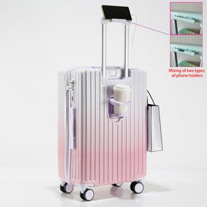 TEMU 크리스마스 선물 멀티기능 그라데이션 컬러 캐리어 - 고품질 지퍼, 컵 홀더, USB 충전 포트, 휴대용 후크, 텔레스코픽 핸들, 휴대폰 홀더, 신형 20인치 초경량 고급스러운 신선한 스타일 TSA락 캐리어 (남성, 여성, 학생용)