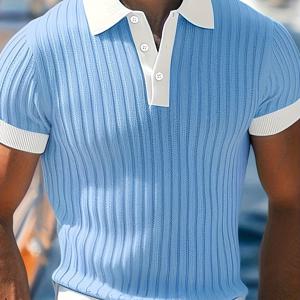 TEMU 남성 스포츠웨어 3D 프린트 셔츠 포멀 워크 스트리트 폴리에스터 반팔 턴칼라 스카이 봄 여름 미디엄 라지 스트레치