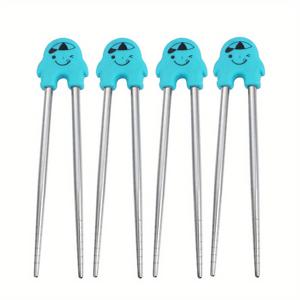 TEMU 1개/4개 스테인리스 스틸 훈련용 젓가락 | 식기 젓가락 세트, 연습용 젓가락, 식사 연습용 교정 젓가락, 크리스마스, 부활절, 할로윈, 추수감사절, 하누카 선물로 적합