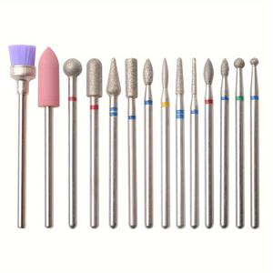 TEMU 14개/세트 네일 드릴 비트 세트, 전문가용 로터리 큐티클 제거 비트 키트, 전기 매니큐어 네일 파일 비트, 아크릴 젤 네일 큐티클 매니큐어 네일 아트 도구|젤네일