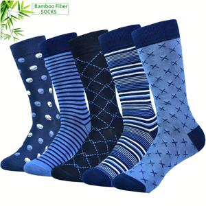 TEMU 남성용 대나무 섬유 패턴 양말 5켤레 세트