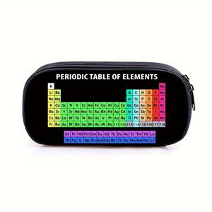 TEMU 주기율표 디자인이 있는 폴리에스터 연필 케이스 - 가벼운 문구류 정리함, 과학적인 프린트 연필 파우치 14세 이상 학생용, 학용품 및 화장품에 이상적