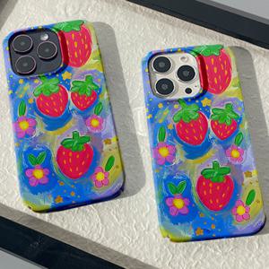 TEMU 폰케이스: 딸기 충격 흡수 트렌디 보호 아이폰16 15 14 13 12 11 프로 맥스 XR XS 맥스 플러스 하드 케이스 남녀공용 보호 커버 선물